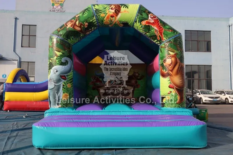 Mini Inflatable Bouncy Castle A Frame Purple Teal With Roof
