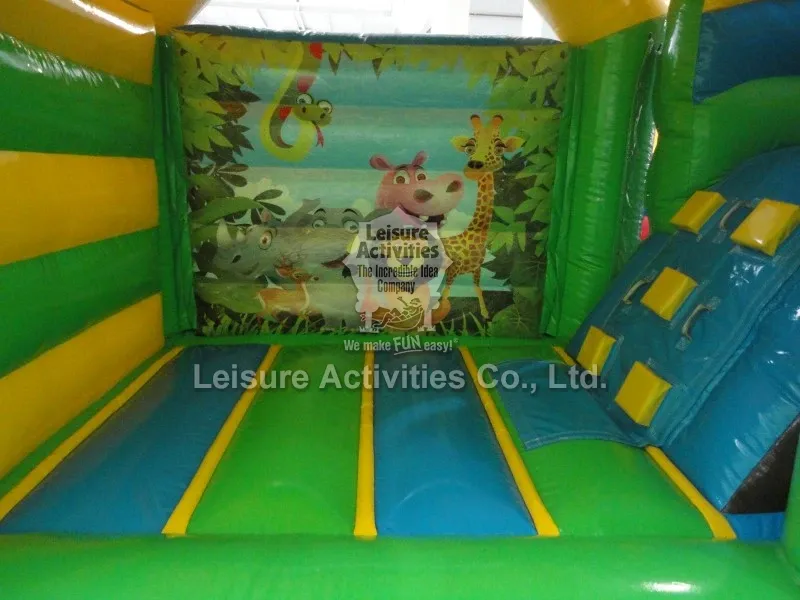 Small Inflatable Multiplay Bouncy Castles Jungle Party With Slide